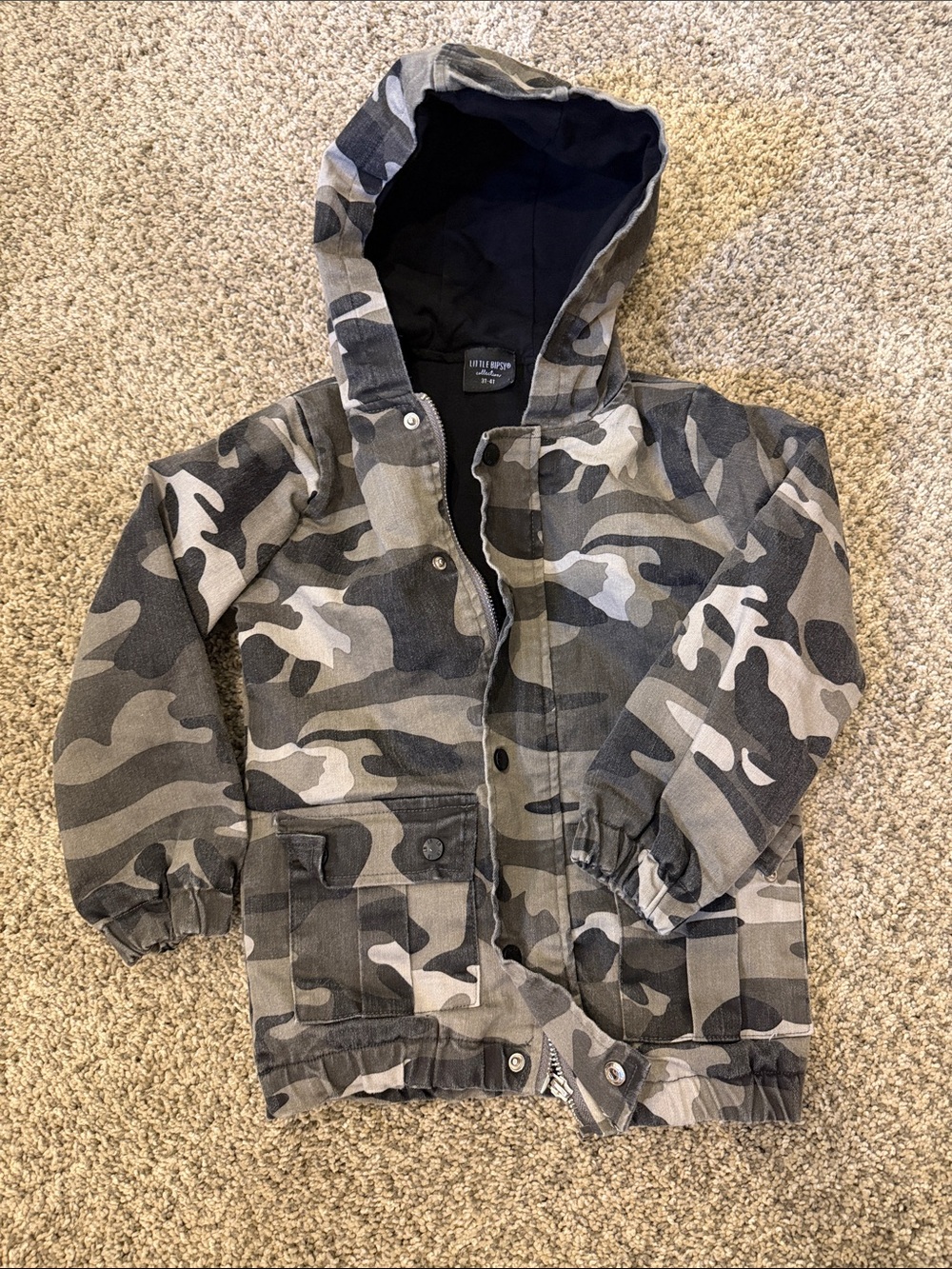Kids Camo Hooded Jacket-Little Bipsy